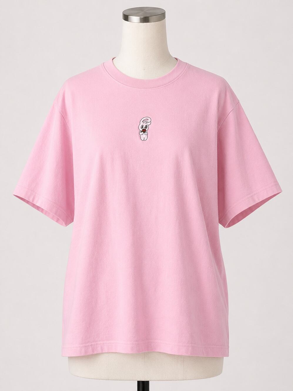 Lazy Oaf Pink T Shirt Bunny Embroidered Esther Bunny with Rose